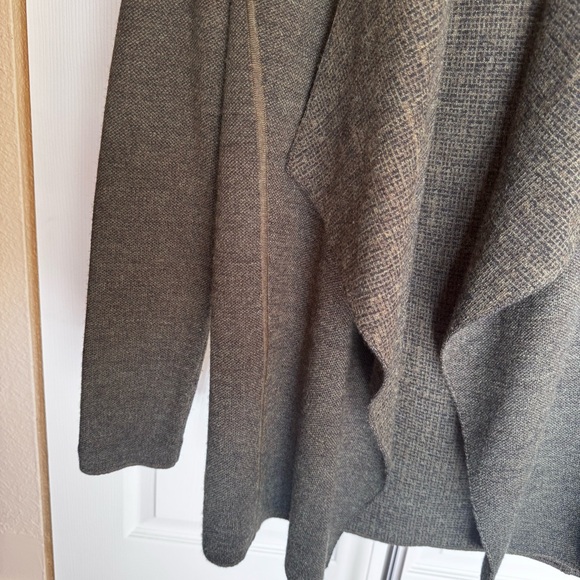 Eileen Fisher Open Front Waterfall Cardigan Merino Wool Long Sleeve Minimalist - Picture 4 of 6